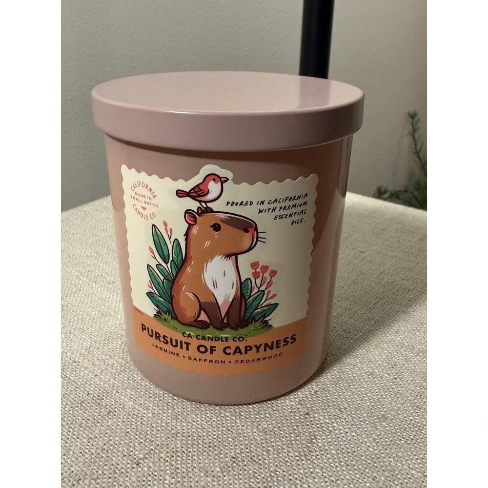 California Candle Capybara adorable home spa Jasmine Saffron Cedarwood 9oz nwt